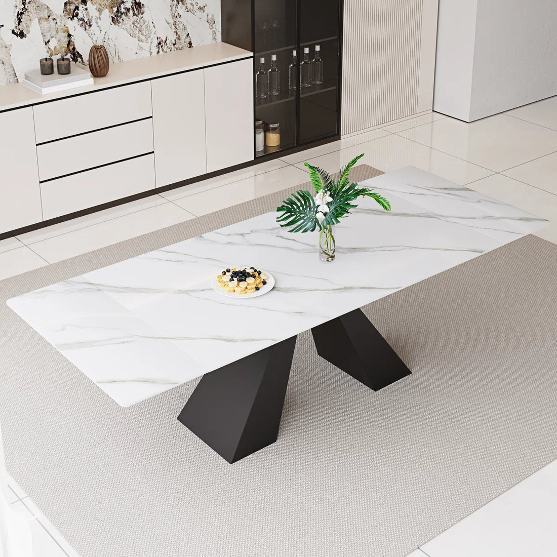 Artyfer Extendable Dining Table Set With Rectangular Sintered Stone Top