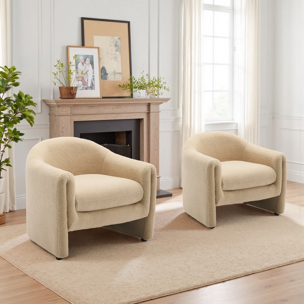 Artyfer Modern Upholstered Barrel Accent Chair Set Of 2