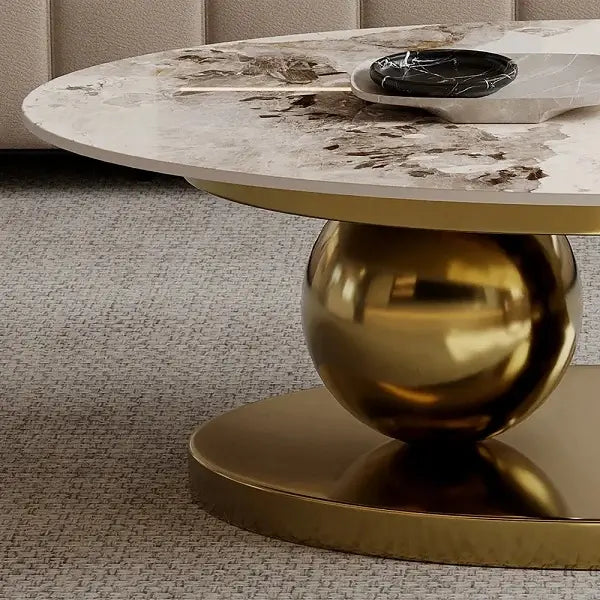 Marble Top Centre Coffee Table in Golden PVD Coating