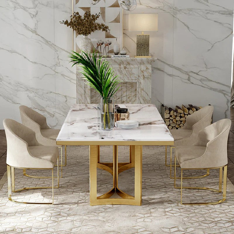 Amalgam Metal Marble Dining Table chairs