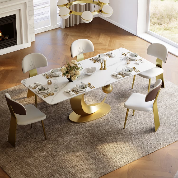 Artyfer Modern Style Rectangle Sintered Stone Dining Table Seats 6-8 People