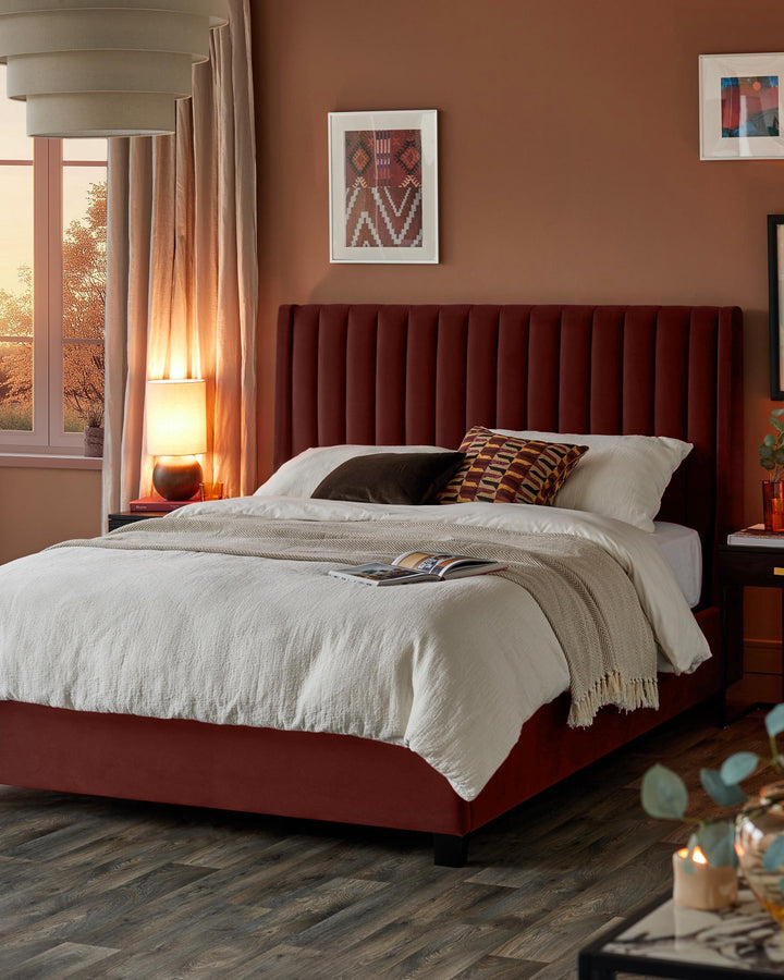 Artyfer toffee red velvet super king size ottoman storage bed