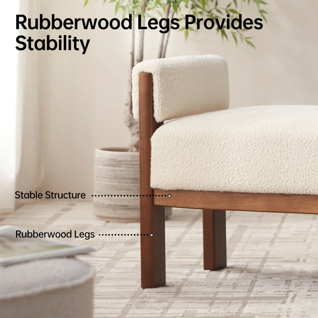 Modern Accent Bouclé Bench Ottoman for Bed Foot