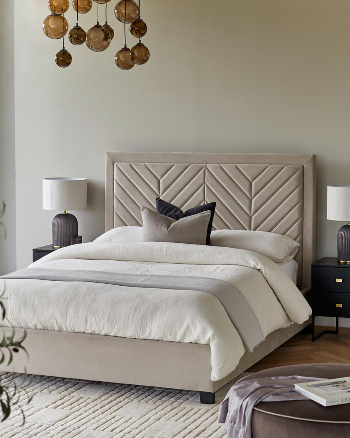 Artyfer Champagne Velvet Super King Size Ottoman Storage Bed