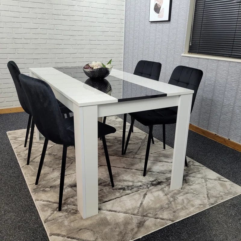 Artyfer Wooden White And Black Table Tufted