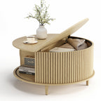 Mid Century Modern Round Coffee Table With Storage
