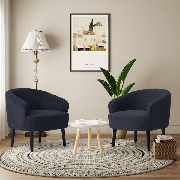 Artyfer Upholstered Faux Shearling Barrel Chair - (Set of 2)