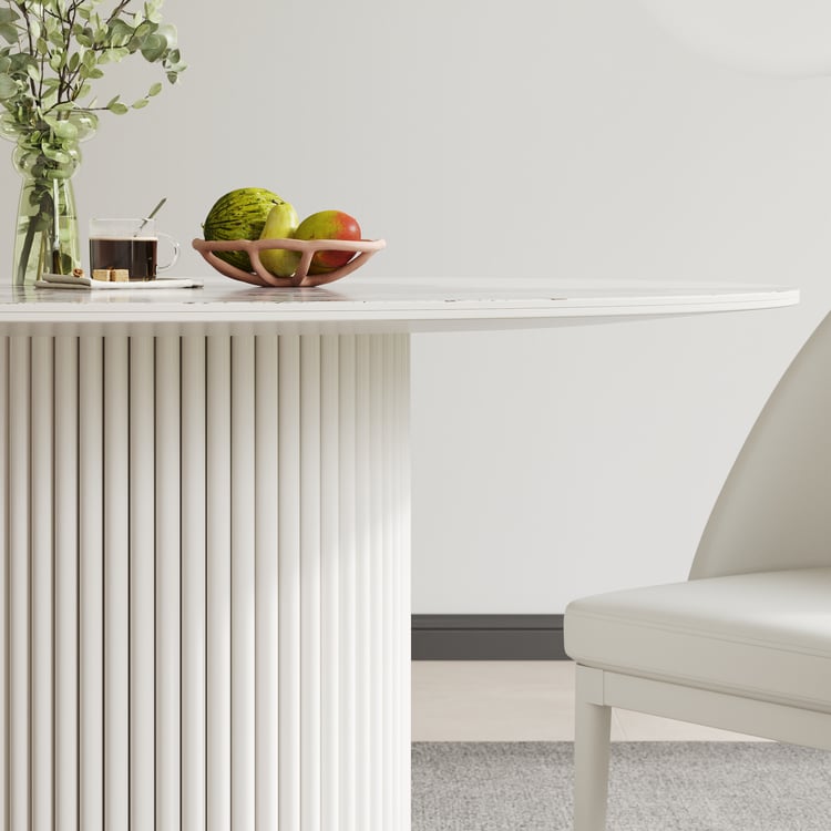 Artyfer Modern Round Sintered Stone White Dining Table Seats 2-4 People