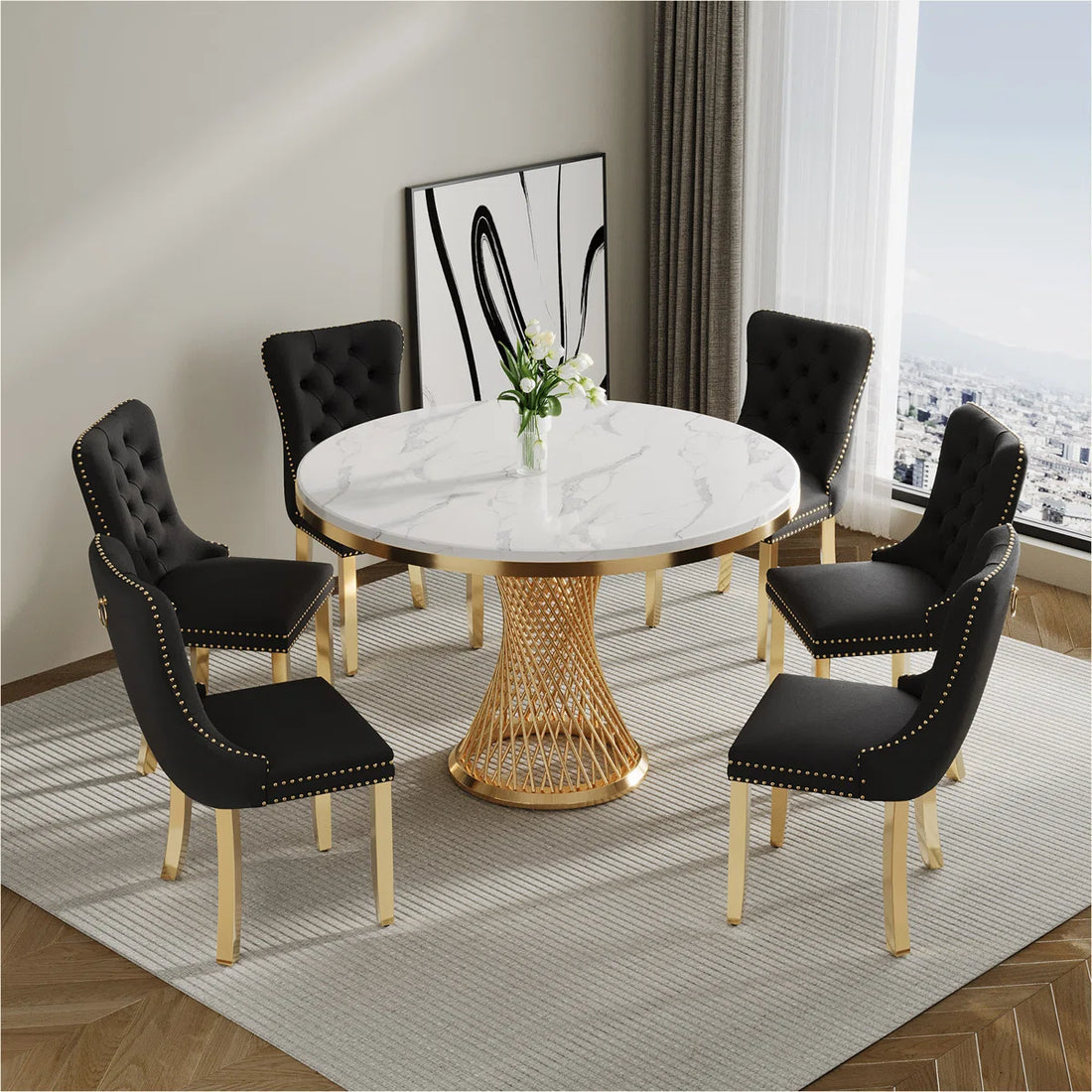 Artyfer Round Marble Dining Table set
