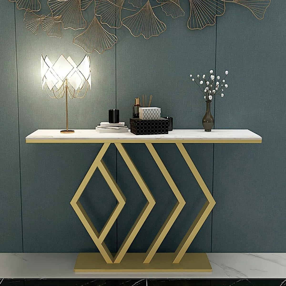 Modern Iron Console Table with Artful Symmetry