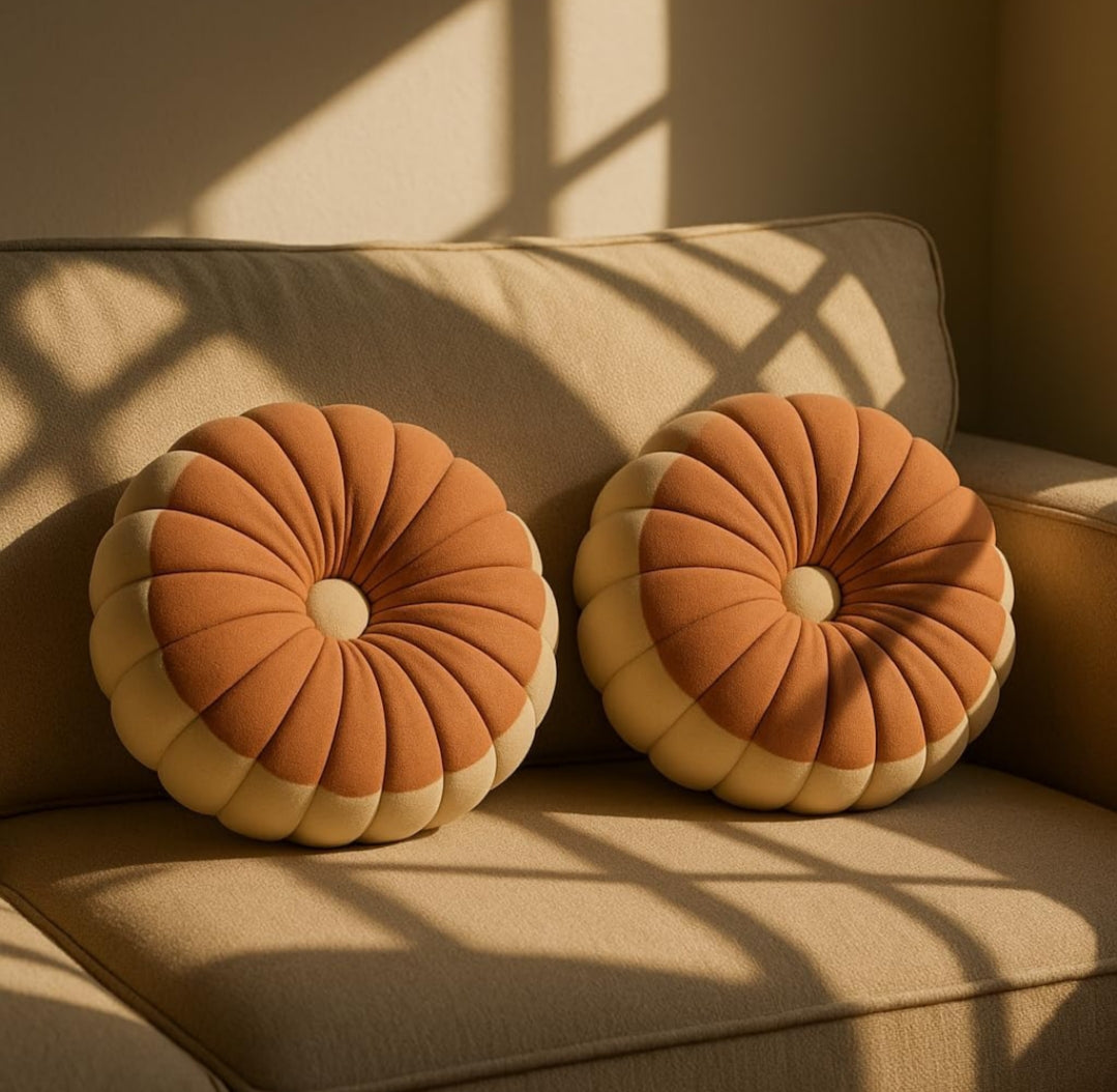 Round Flower Filled Pillow Set of 2