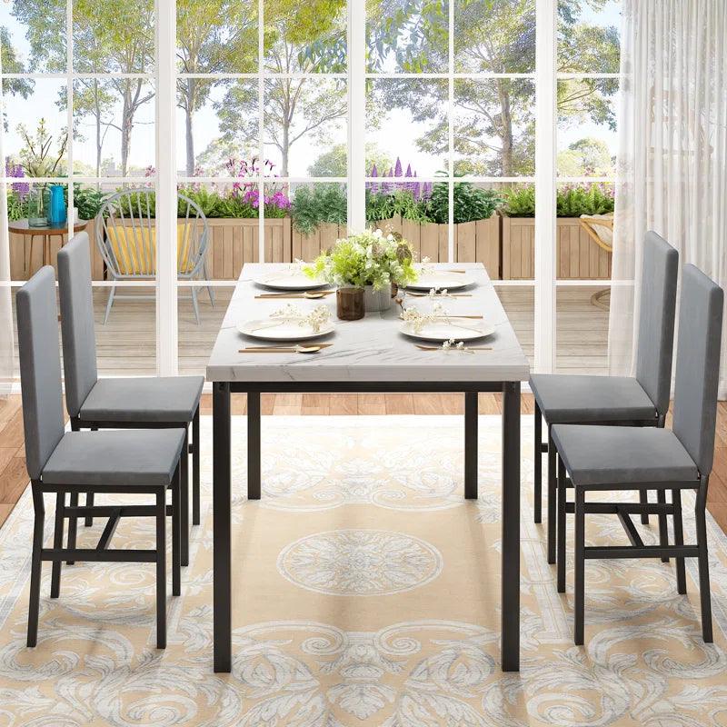Artyfer Dining Set with Velvet Upholstered Dining Chairs