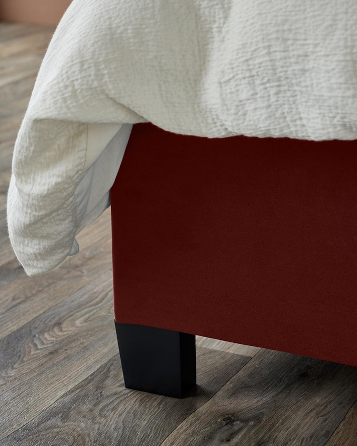 Artyfer toffee red velvet super king size ottoman storage bed