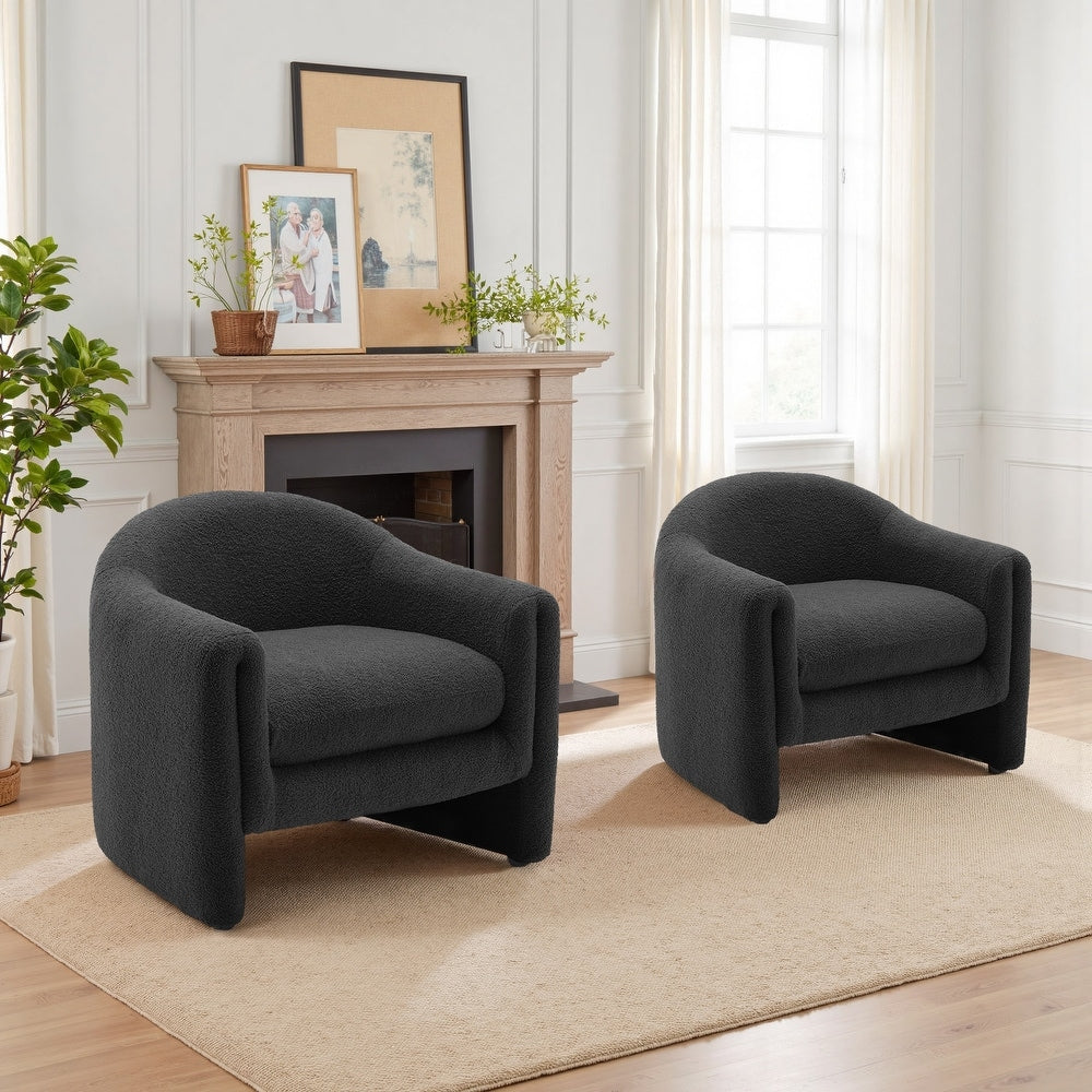 Artyfer Modern Upholstered Barrel Accent Chair Set Of 2