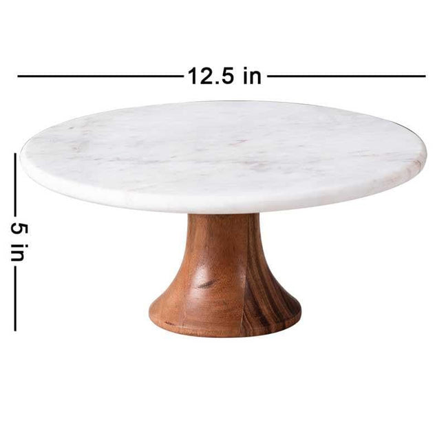 Marble & Wood Cake Stand
