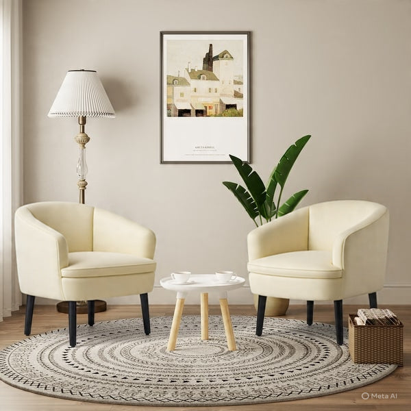 Artyfer Upholstered Faux Shearling Barrel Chair - (Set of 2)