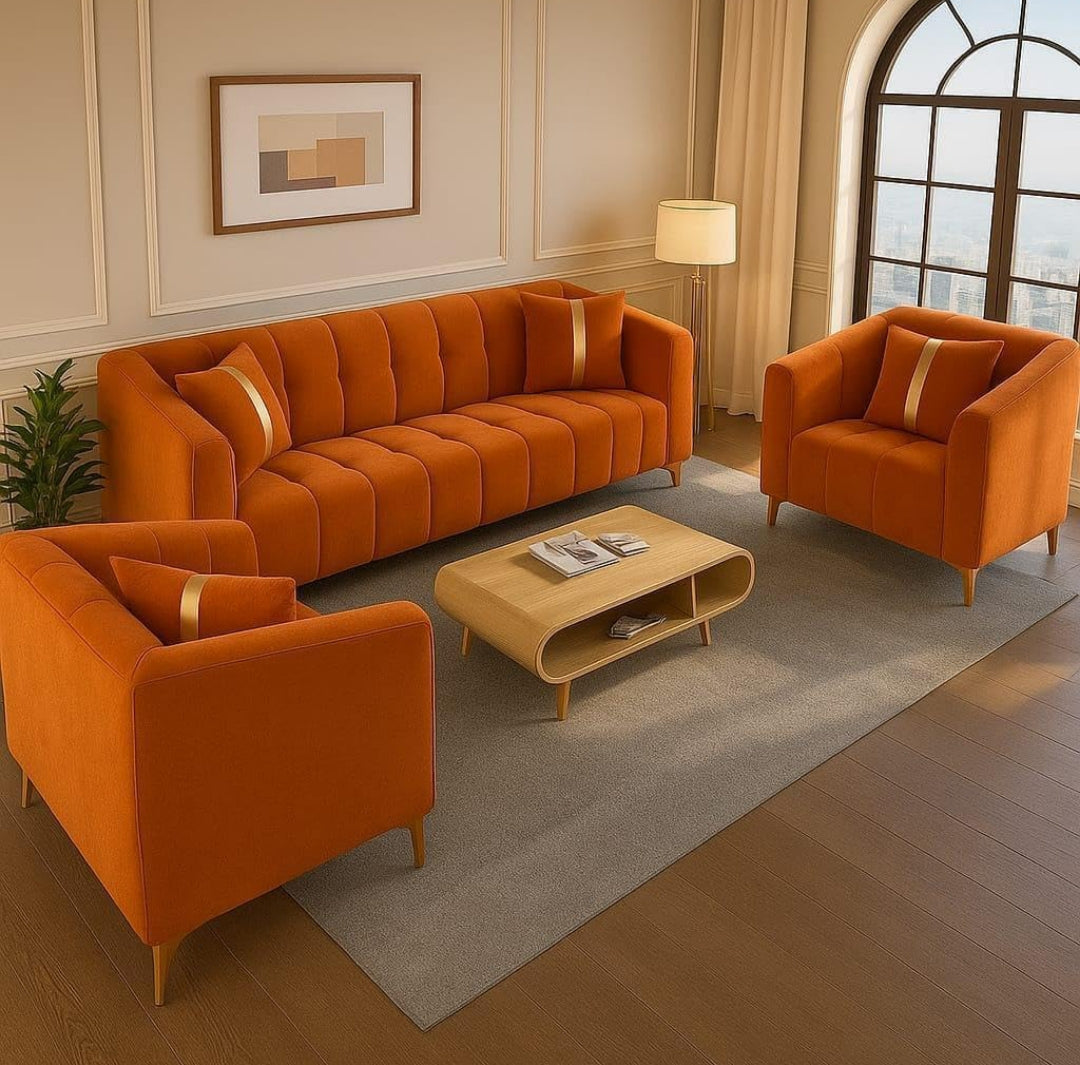 Artyfer 5 Seater Sofa Set 3+1+1 Washable Velvet Fabric