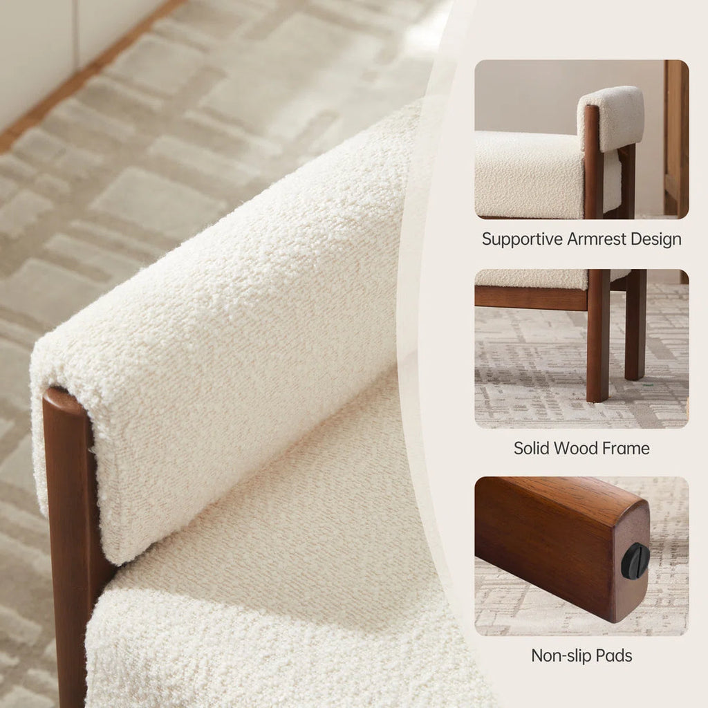 Modern Accent Bouclé Bench Ottoman for Bed Foot