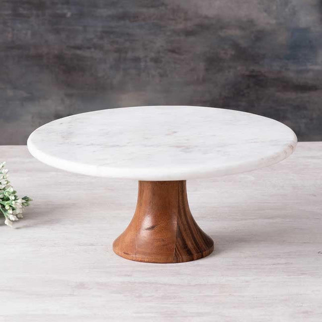 Marble & Wood Cake Stand