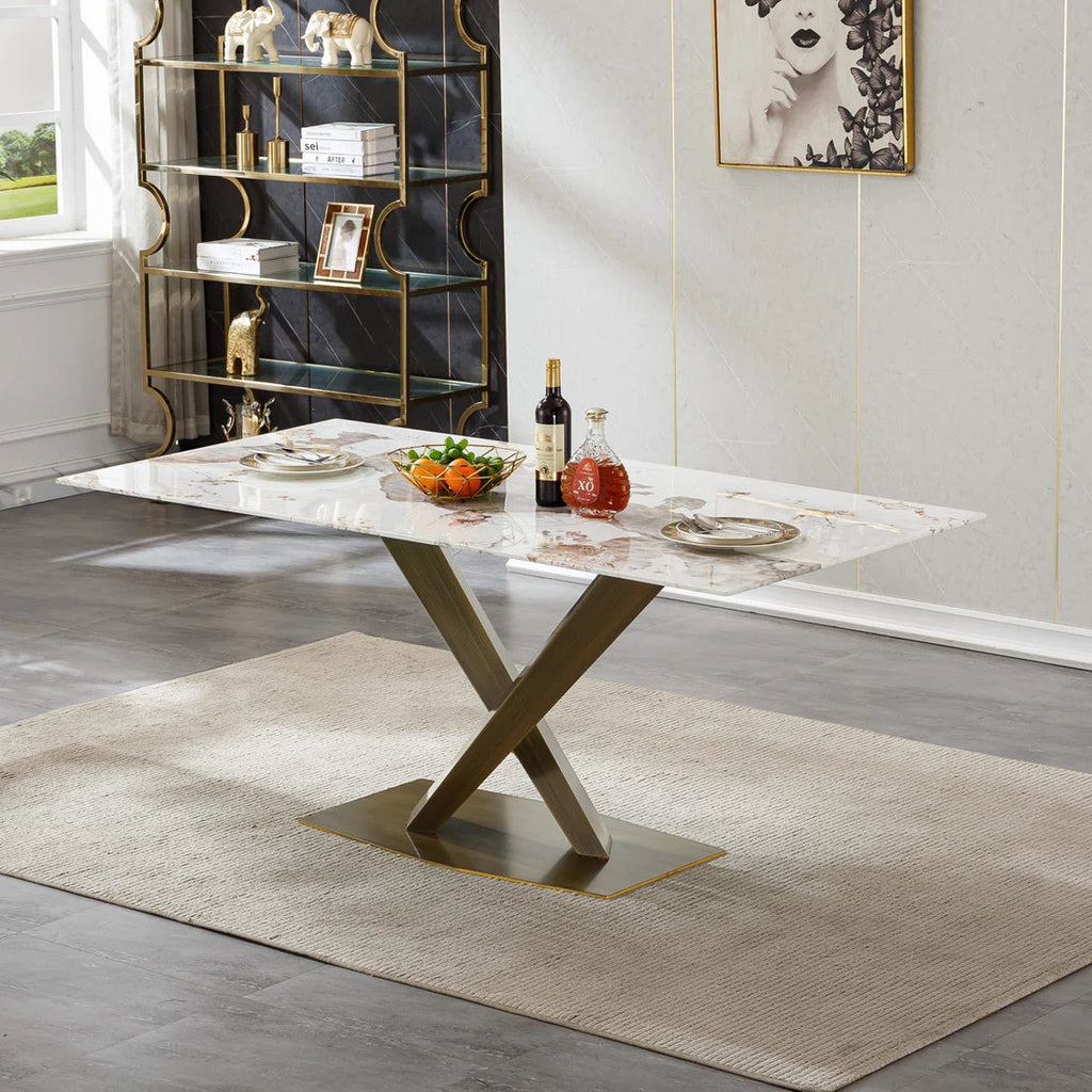 Artyfer Marble Dining Table Set with Tufted Dining