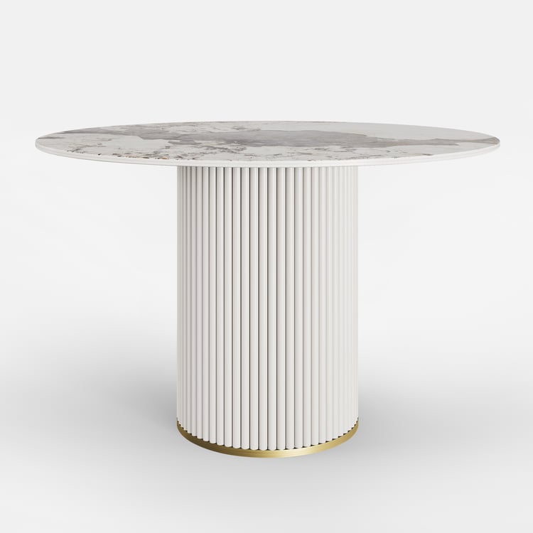 Artyfer Modern Round Sintered Stone White Dining Table Seats 2-4 People