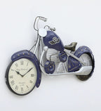 Handmade Blue Metal Bullet Bilke Wall Hanging Clock