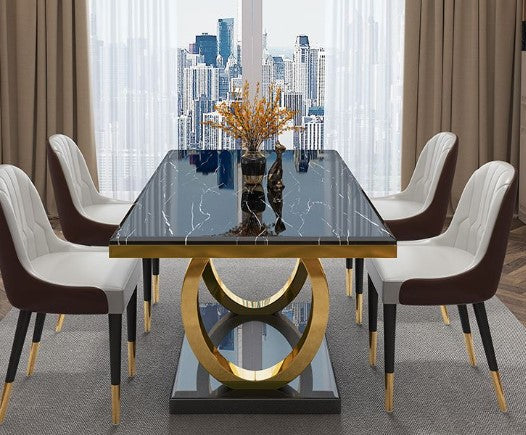 The Opulence metal dining table with chairs