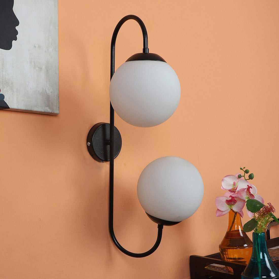 Black And White Iron 2 Wall Lights