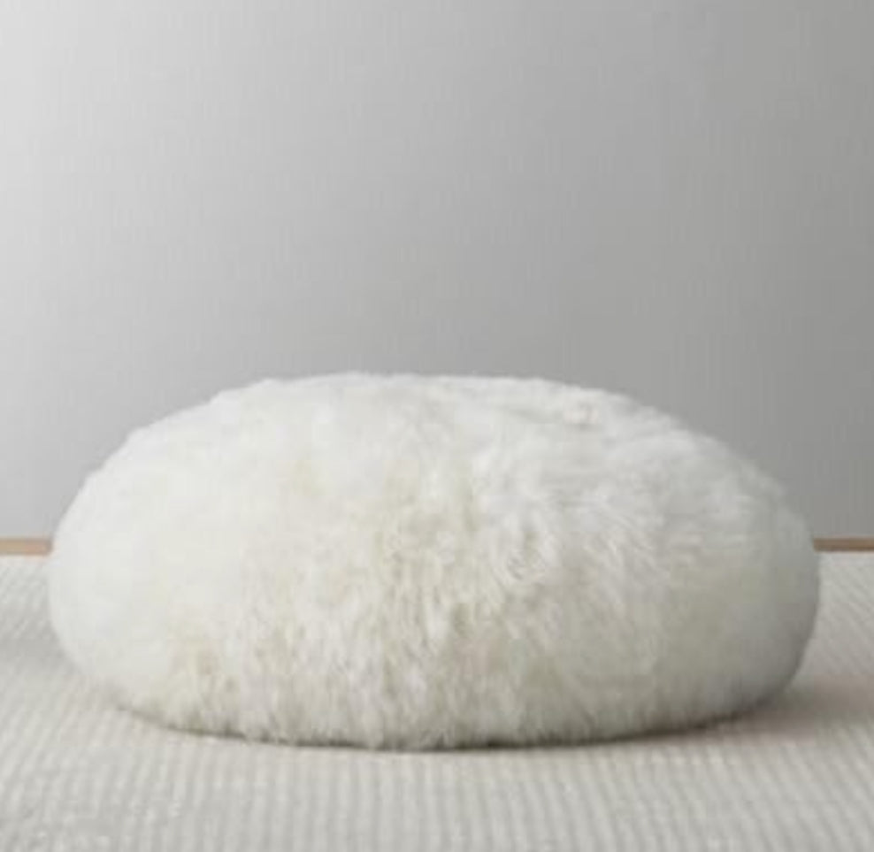 Round Decorative Throw Pillows, Plush White, 40 cm, Set of 2 (2, White)