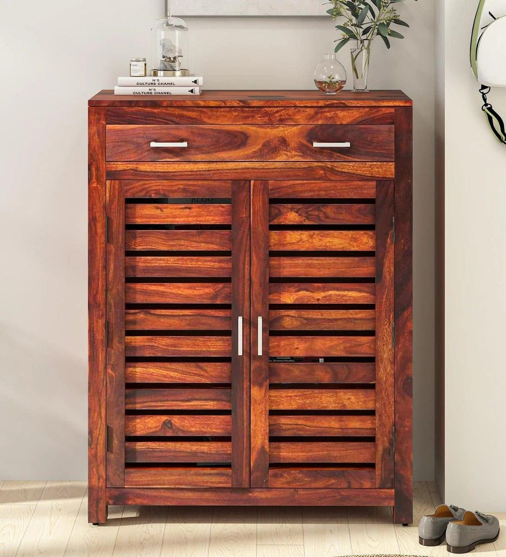 Stigen Sheesham Wood Shoe Cabinet In Honey Oak Finish
