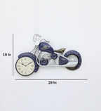 Handmade Blue Metal Bullet Bilke Wall Hanging Clock