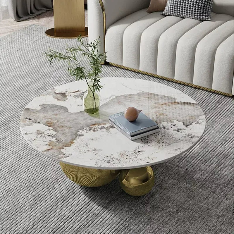 Gold Round Centre Coffee Table Design with 3 Steel Balls