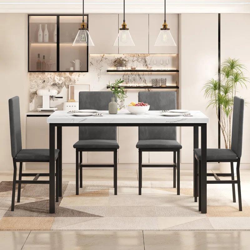 Artyfer Dining Set with Velvet Upholstered Dining Chairs
