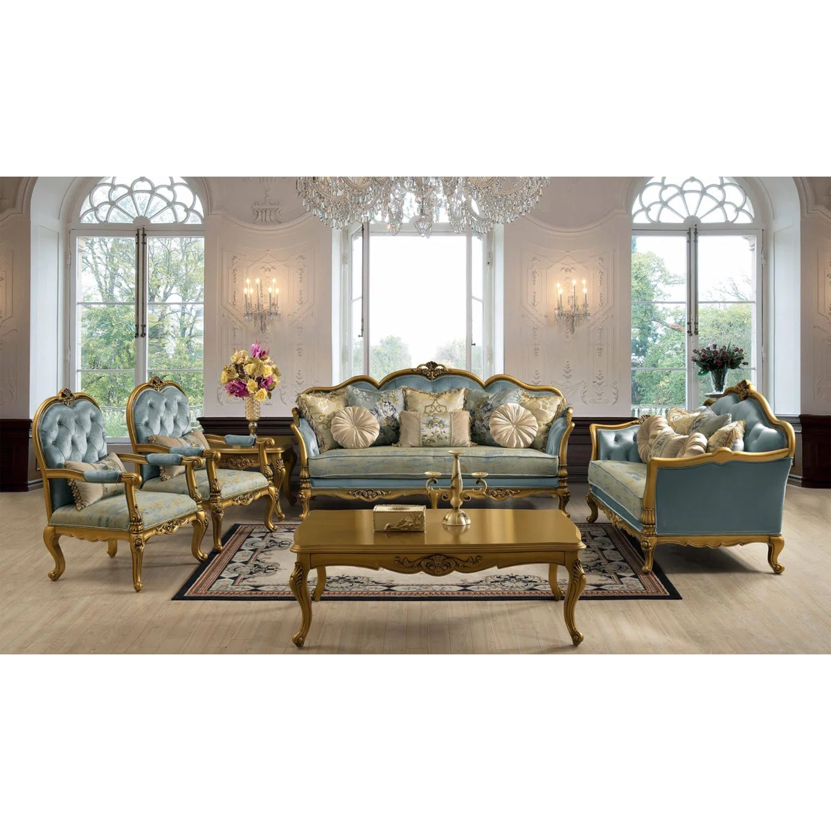 Infinity 6 - Piece Velvet Living Room Sofa Set