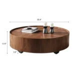 Round Coffee Table Design in Walnut Wood with Hidden Storage – Perfect for Modern Living Rooms - Image 5