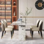 6 Seater Dining Table and Chairs – Unique Dining Table Design for Modern Look | Solid Stainless Steel Dining Base - Image 3