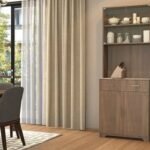 Modern Display Cabinet for Kitchen | Four Door Tall Display Modular Kitchen Cabinet for Storage Solution | Big and Deep Drawer Inside Wood Cabinet in Kitchen | Durable Furniture for Dining Room