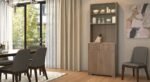 Modern Display Cabinet for Kitchen | Four Door Tall Display Modular Kitchen Cabinet for Storage Solution | Big and Deep Drawer Inside Wood Cabinet in Kitchen | Durable Furniture for Dining Room