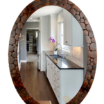 Handmade Oval Wooden Mirror for Wall