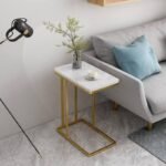 Living Room Side Table in Marble Top | Golden End Table for Living Room and Bedroom | Unique Design Bed Side Table | Living Room Furniture for Luxury Look