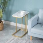 Living Room Side Table in Marble Top | Golden End Table for Living Room and Bedroom | Unique Design Bed Side Table | Living Room Furniture for Luxury Look - Image 2