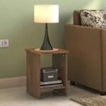 Engineered Wood Side Table for Living Room Decor | Sofa Side Table In Classic Walnut Finish | Handmade Wooden Lamp Table with Storage Solution