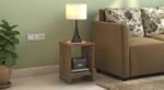 Engineered Wood Side Table for Living Room Decor | Sofa Side Table In Classic Walnut Finish | Handmade Wooden Lamp Table with Storage Solution