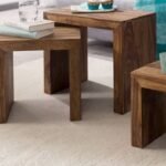 Wood Side Table for Living Room Decor | Handmade 3 in 1 Wooden Stools | Sofa Side Table for Sitting Room | Modern Furniture for Home Decor