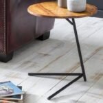 Round Wood Side Table by Artyfer | Side Table In Semi Gloss Finish | Brown Wooden Round Table Top
