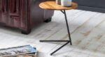 Round Wood Side Table by Artyfer | Side Table In Semi Gloss Finish | Brown Wooden Round Table Top