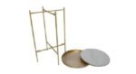 Side Table Design In Metal by Artyfer | Epl Gold With Marble Finish | Side Table Design for Living Room - Image 2