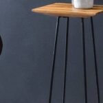 Wood Side Table Design for Living Room Decor | Wooden Top Bed Side Table | Lamp Table for Bedroom Decor | Sofa Side Card Table for Sitting Room | Metallic Legs Simple End Table for Living Room | Indoor Planter Stand Corner Table