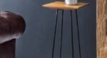 Wood Side Table Design for Living Room Decor | Wooden Top Bed Side Table | Lamp Table for Bedroom Decor | Sofa Side Card Table for Sitting Room | Metallic Legs Simple End Table for Living Room | Indoor Planter Stand Corner Table