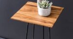 Wood Side Table Design for Living Room Decor | Wooden Top Bed Side Table | Lamp Table for Bedroom Decor | Sofa Side Card Table for Sitting Room | Metallic Legs Simple End Table for Living Room | Indoor Planter Stand Corner Table - Image 2
